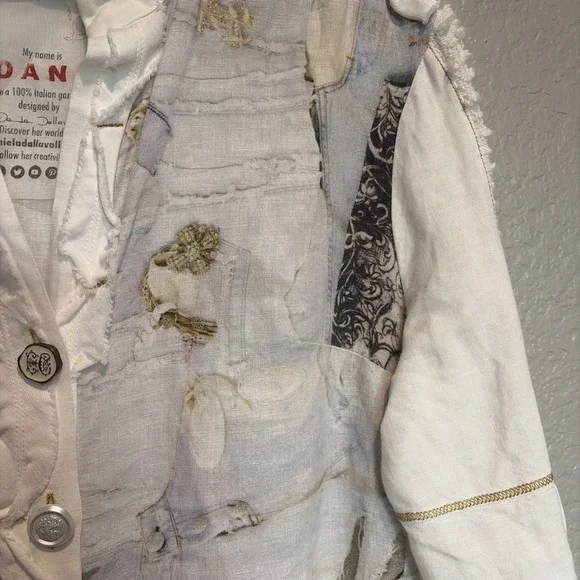 Elisa Cavaletti Dani Shirt Italian Linen Blend Womens X-Large Boho Beach Artsy - Picture 5 of 8